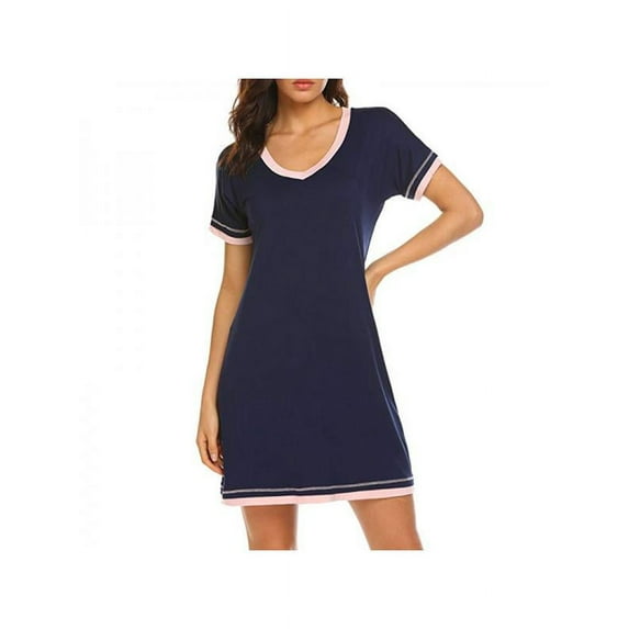 Patgoal Nightgowns for Womens Short Sleeve Sleepwear Cotton V Neck Nightshirt Loose Comfy Sleep Shirt Women Plus Size Sexy Pajama Nightdress
