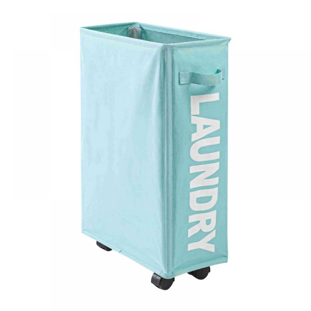 Patgoal Slim Canvas Rolling Laundry Hamper, Light Blue