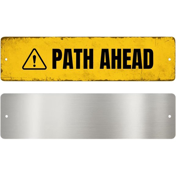 Path Ahead Metal Sign by DC | Arrow Metal Directional Signage for Indoor & Outdoor | 3x12" Rust-Free Aluminum Sign | Direction Signage UV Protected Road Street Sign | Made in USA