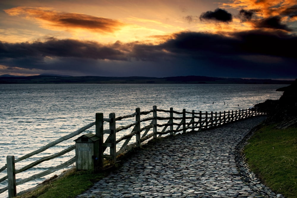 Path Along The Water Holy Island Berwick Northumberland England Canvas Art - John Short Design Pics (17 x 11)