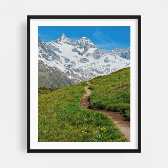 Path to the Alps - Zermatt Valais Switzerland Photography Mountain Landscape Scenic Nature Wilderness Summer Black Framed Wall Art Print 8 x 10 inches