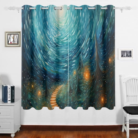 Path Leading To Stars Blackout Curtains 63 inch Length 2 Panels Grommet Drapes for Bedroom Living Room 63x55