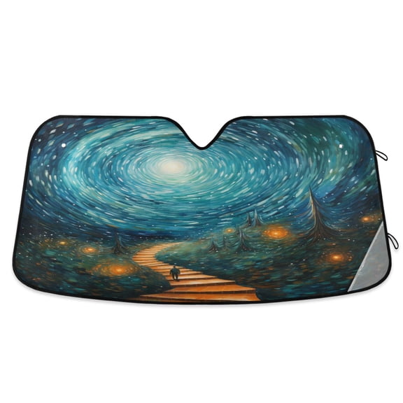 Path Leading To Stars Car Windshield Sun Shade Foldable Car Front Window Visor Heat and UV Protection 53x23.5