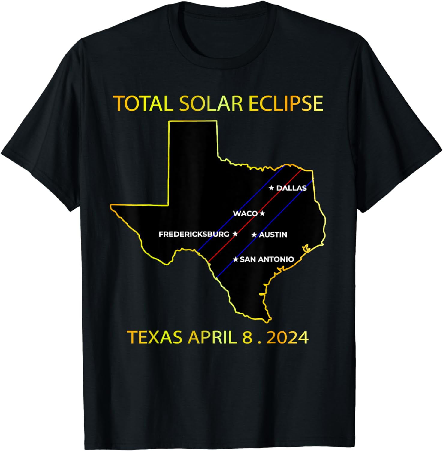 Path Of Solar Eclipse 2024 Interactive Map Texas Eclipse Cotton TShirt