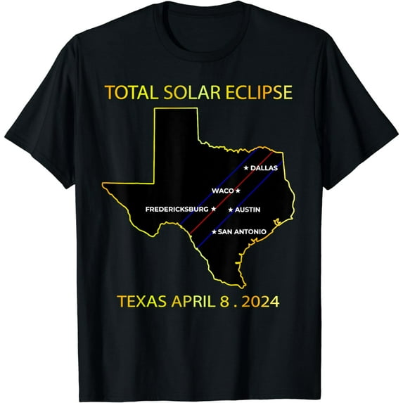 Path Of Solar Eclipse 2024 Interactive Map Texas Eclipse T-Shirt