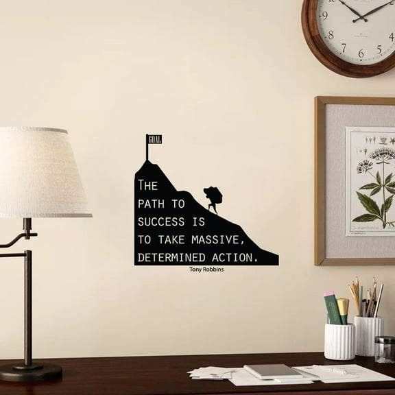 The Path To Success - Tony Robbins Quote Famous Life Motivation Quotes Inspiration Saying Wall Art Sticker Designs Vinyl Stickers For Home House Walls Room Windows Bedroom Decoration Size (20x20 inch)