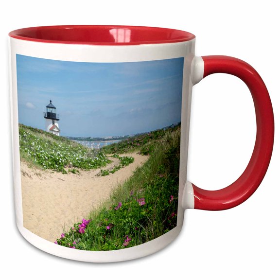 3drose, Path to Brant Lighthouse, Nantucket Harbor, Nantucket, Massachusetts, 11oz Two-tone Red Mug