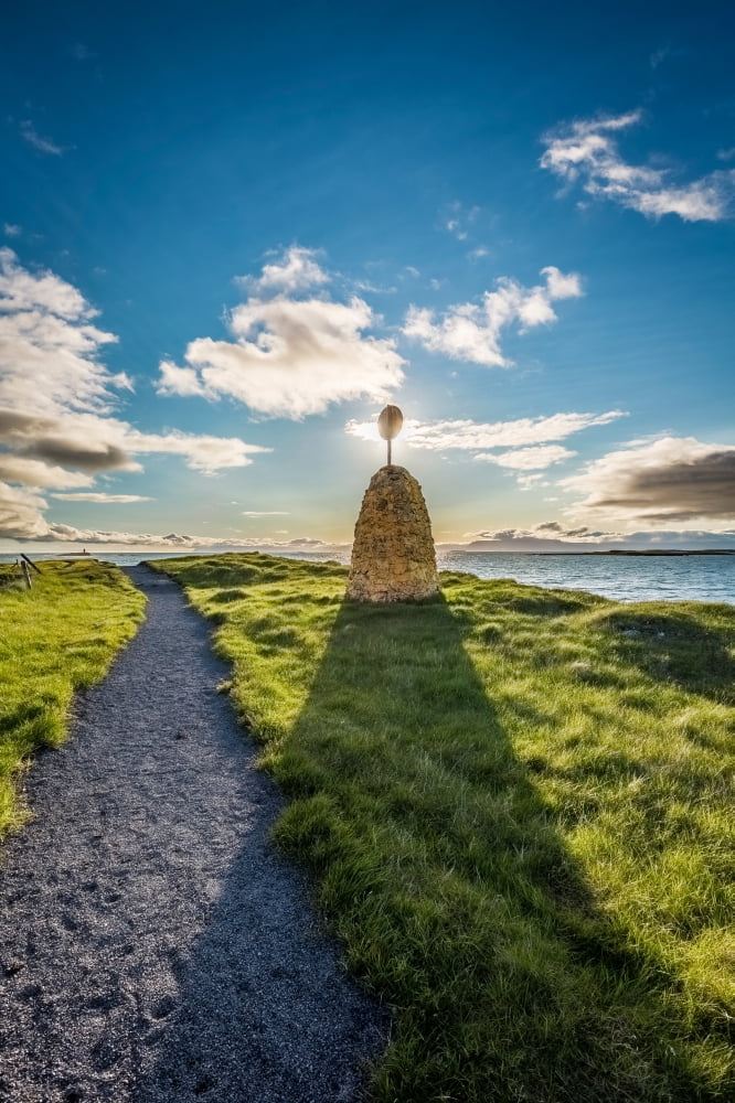 Path and sign on Flatey Island Borgarfjordur Iceland Canvas Art - Panoramic Images (27 x 9)