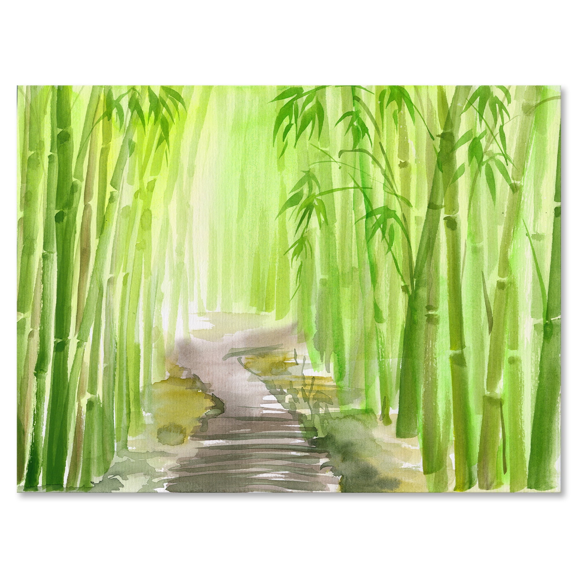 Designart Green Bamboo Forest 8x12 Canvas Art Print
