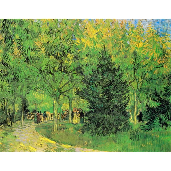 Path in the Park of Arles with Walkers by Vincent van Gogh - 12" x 18" Art Print Wall Decor