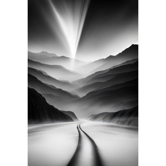 Path into The Mountains Black and White Photo - 12" x 18" Art Print Wall Decor