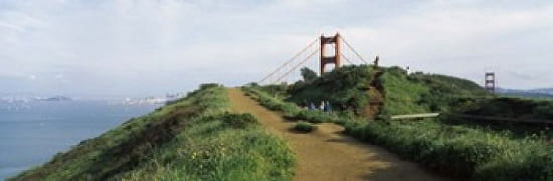 Path leading towards a suspension bridge Golden Gate Bridge San Francisco California USA Canvas Art - Panoramic Images (18 x 6)