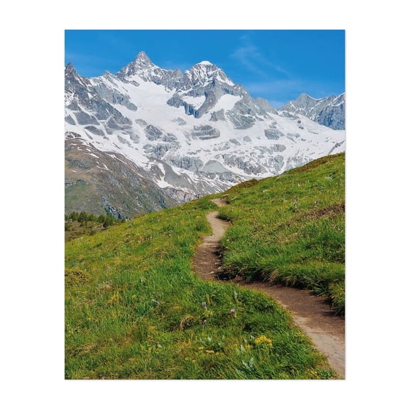 Path to the Alps - Zermatt Valais Switzerland Photography Mountain Landscape Scenic Nature Wilderness Summer Unframed Wall Art Print 6 x 8 inches