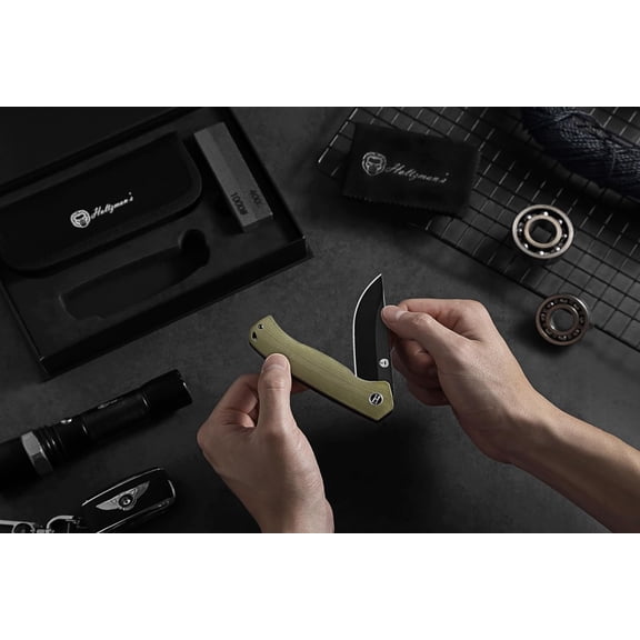 Pathfinder Folding Knife with G10 Handle and  Steel Blade, Gift Box Set (Black+Green) - Ideal for Everyday Carry