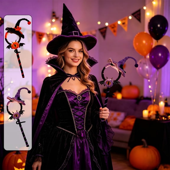 Pathside Halloween Magic Wand Glowing LED Light Up Toy, Plastic DIY Pipe Cleaner Craft Kit for Kids Party Favors and Decor, Orange