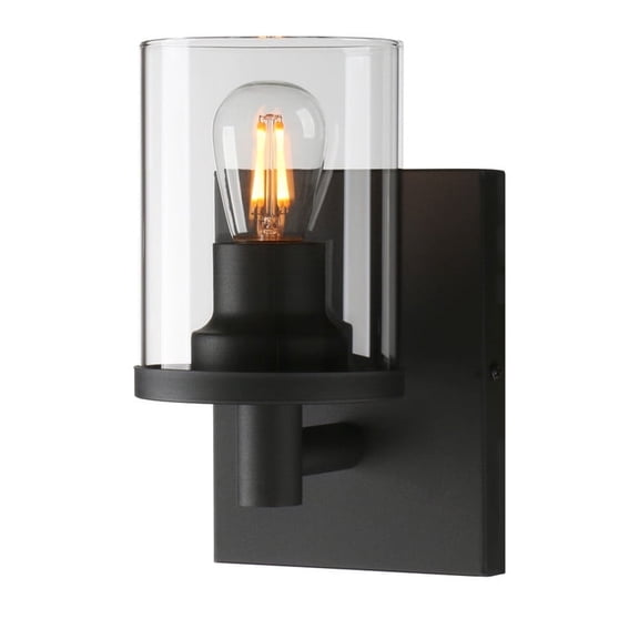 Pathson 1-Light Vintage Wall Sconce,Cylinder Glass Shade Wall Light Fitting for Bathroom Vanity Mirror Kitchen Living Room