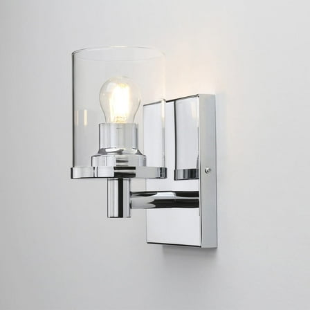 Pathson 1-Light Vintage Wall Sconce,Cylinder Glass Shade Wall Light Fitting for Bathroom Vanity Mirror Kitchen Living Room