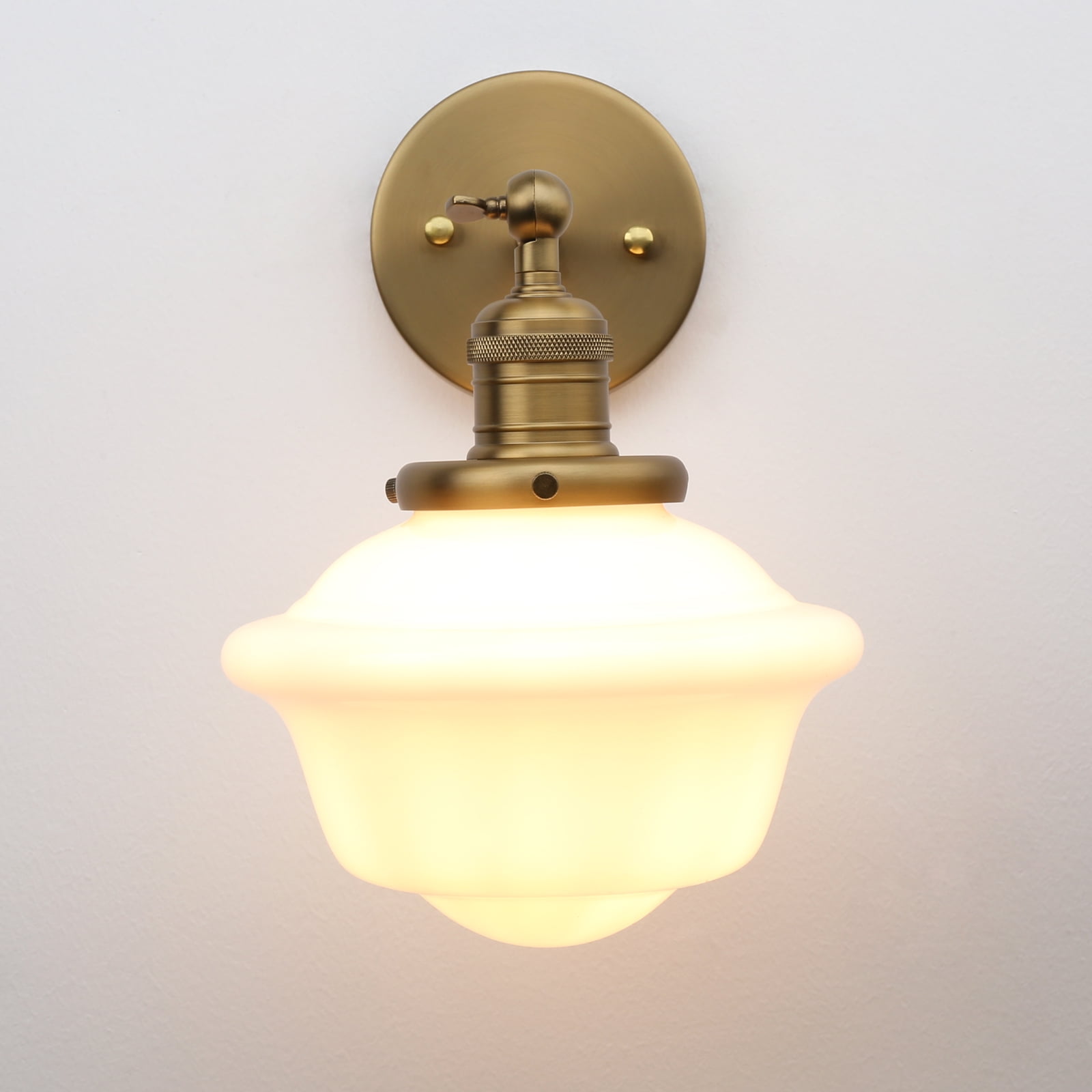 Pathson 1-Light Wall Sconce Milk White Glass Shade Wall Lighting for Living Room Bathroom