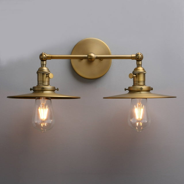 Pathson 2 Lights Wall Sconce Flat Metal Lampshade Bathroom Vanity Light ...
