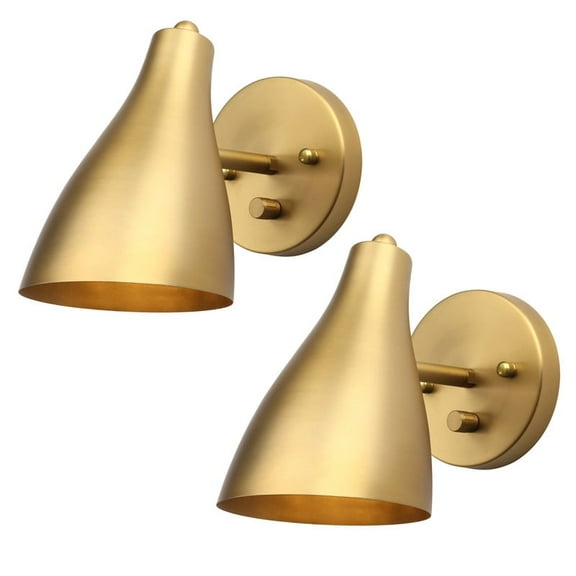 Pathson 2 Pack Adjustable Wall Sconce, E26 Socket Metal Shade Dimmable Wall Lighting for Kitchen Hallway Corridor Farmhouse