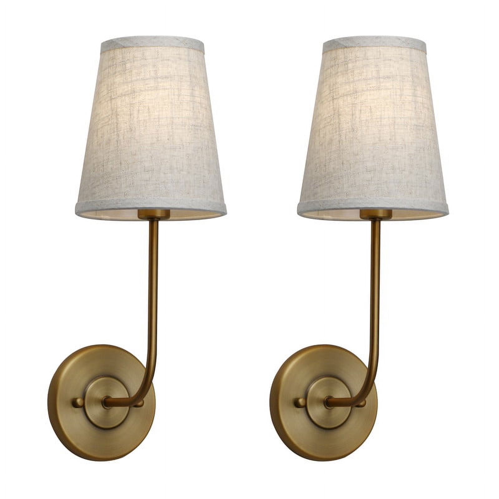 Pathson 2 Pack Vintage Wall Sconces Linen Fabric Shade Wall Light Fixtures for Bedroom Living Room