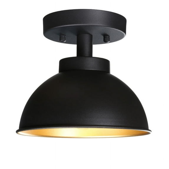 Pathson Light Industrial Close to Ceiling Light Metal Bowl Shade for Living Room Bathroom