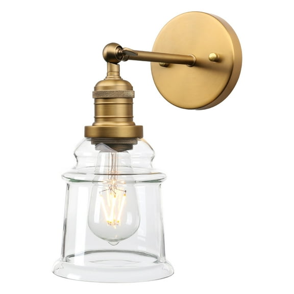 Pathson Vintage Wall Sconce Light with Clear Glass Bell Shape Shade for Bathroom Living Room Bedroom