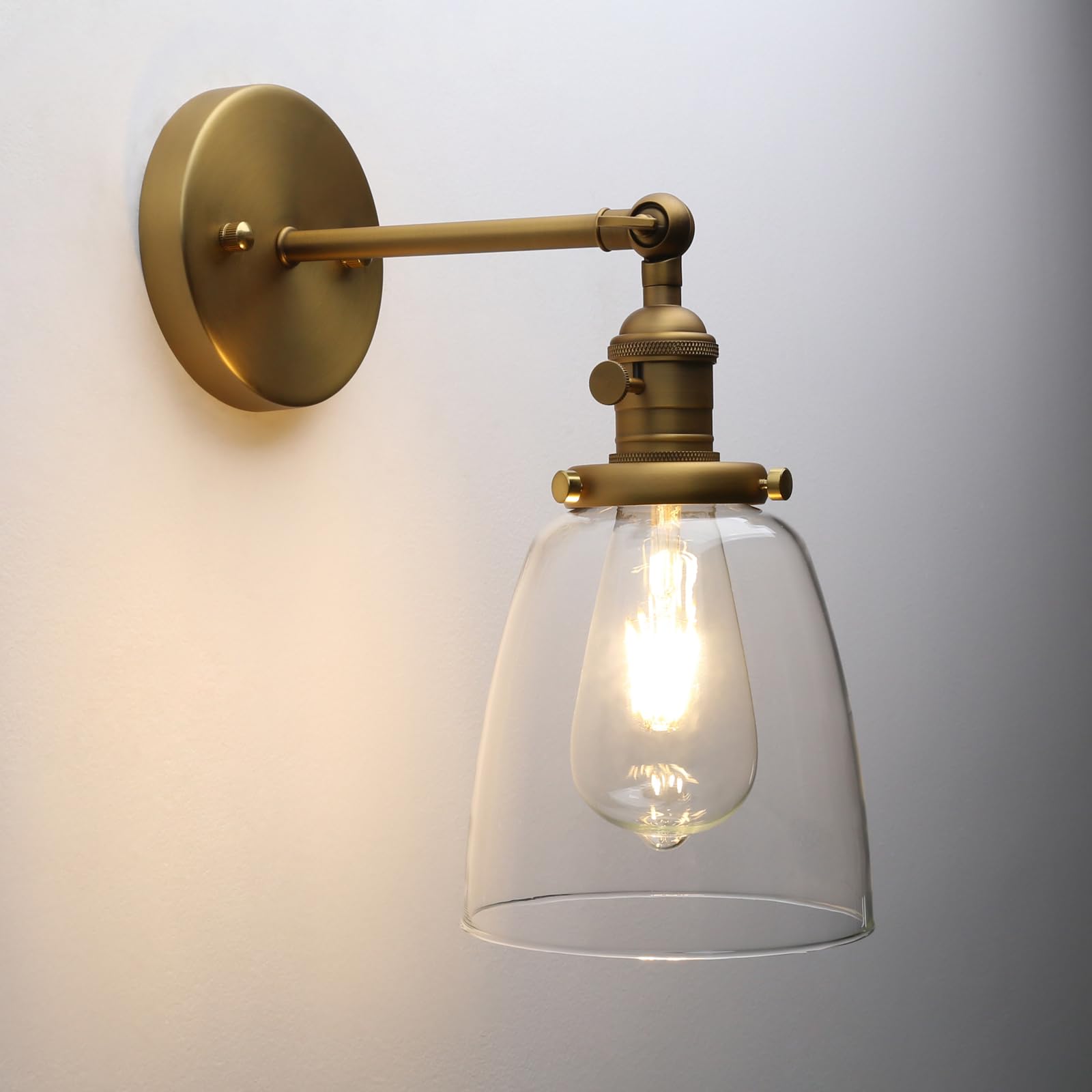 Pathson Vintage Wall Sconce Lighting with On Off Switch, Clear Glass ...