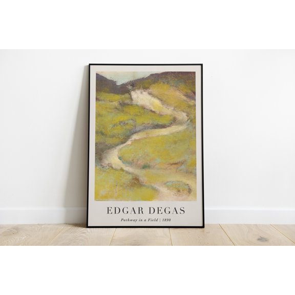 Pathway In A Field Painting With Text By Edgar Degas Poster Wall Art Print