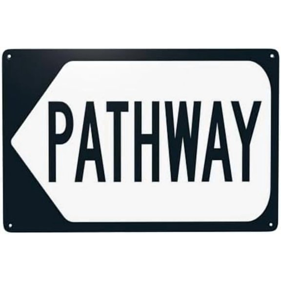 Pathway Left Arrow Sign Metal Signs, Cautions Tin Sign, Warning Signs, Street Business Wall Decor 12 X 8 Inch