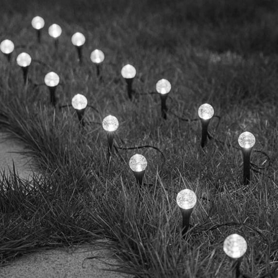 Pathway Lights Outdoor - 20 LED Lights with Marker Stakes for Walkway, Waterproof Plug in Outdoor for Driveway, Yard, Lawn Decorations, Warm White