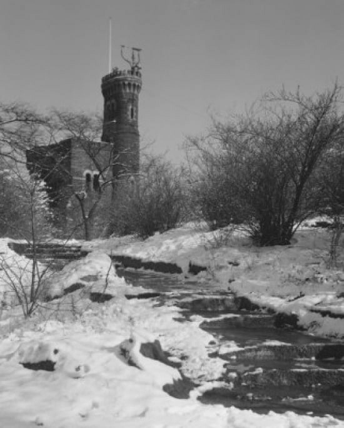 Pathway leading to brick building with tower Canvas Art - (18 x 24)