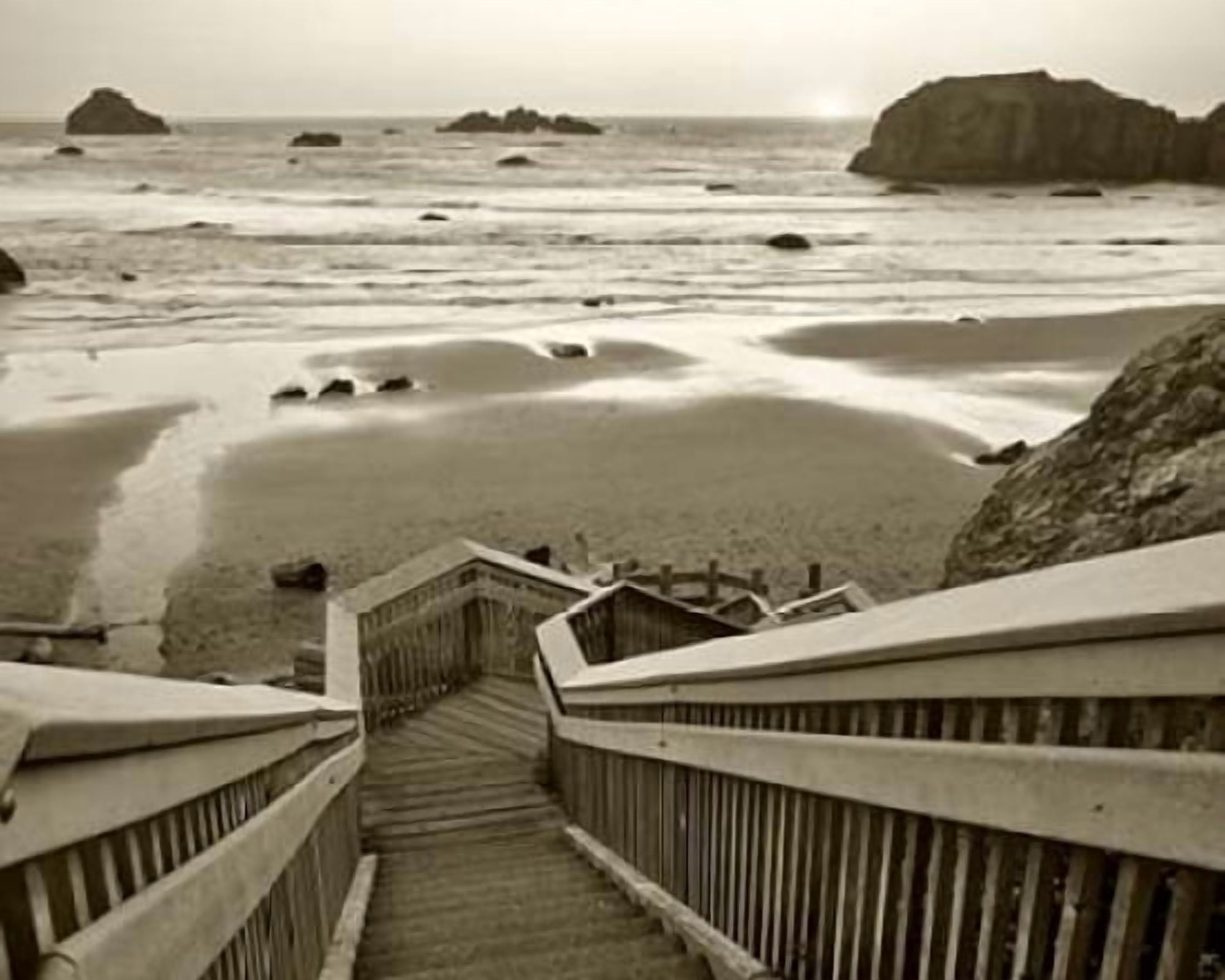 Pathway to Beach - Sepia Canvas Art - Dennis Frates (24 x 30)