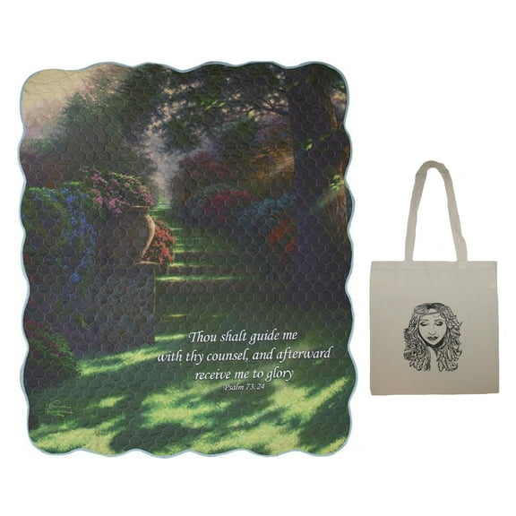 Pathway to Paradise Quilt and Angel Tote Bundle Set 50" x 60" Inspirational, Memorial, Sympathy