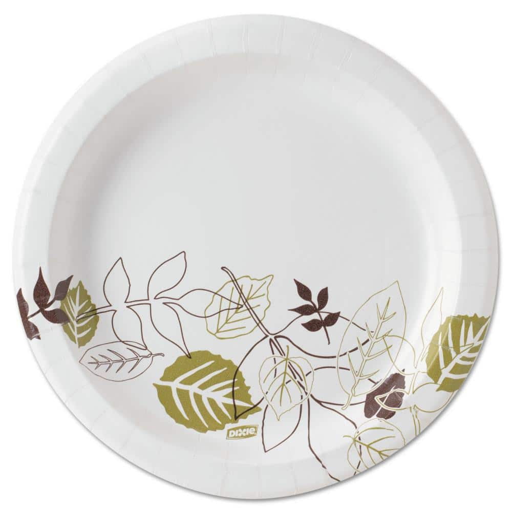 Pathways 8.5 in. Green/Burgundy Soak-Proof Shield Mediumweight Disposable Paper Plates, 1,000/Carton