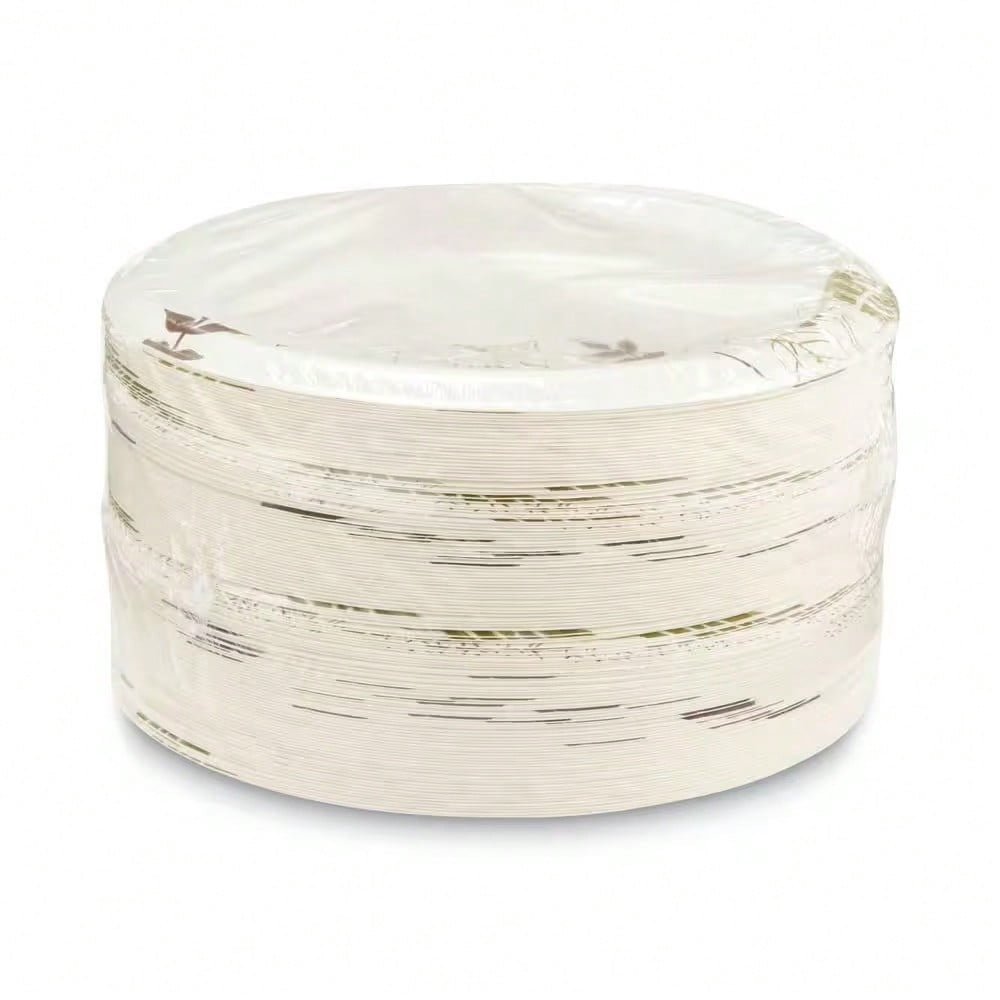 Pathways 8.5 in. Green/Burgundy Soak-Proof Shield Mediumweight Disposable Paper Plates (125 Per Case)