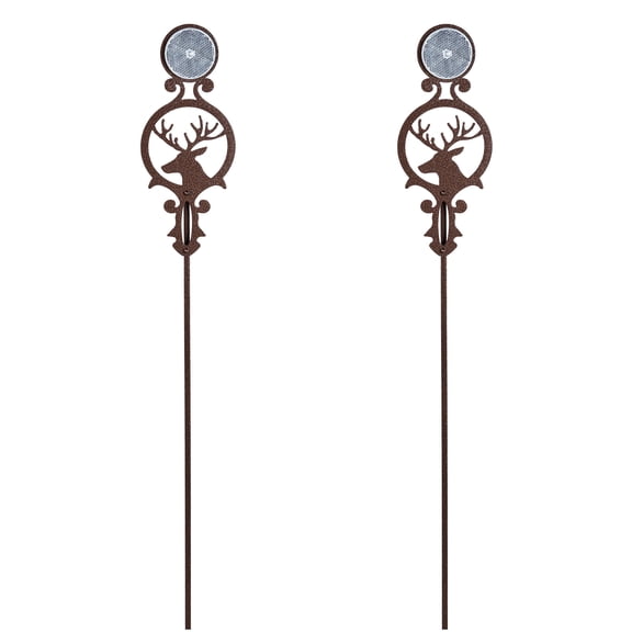 Pathways Reflective Driveway Marker Stake Set of Two, Buck Deer Emblem, Weathered Bronze