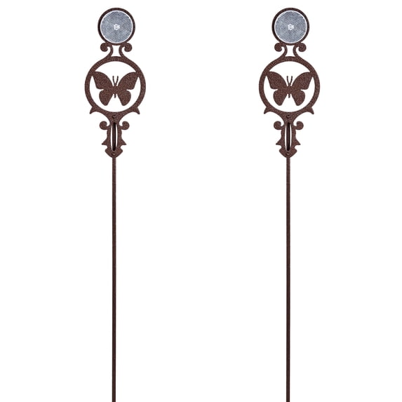 Pathways Reflective Driveway Marker Stake Set of Two, Butterfly Emblem, Weathered Bronze