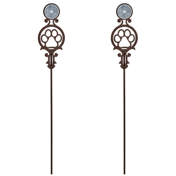 Pathways Reflective Driveway Marker Stake Set of Two, Paw Print Emblem, Weathered Bronze