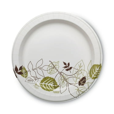 Pathways Soak Proof Shield Heavyweight Paper Plates, 10.13" Dia, Green/burgundy, 125/pack | Bundle of 5 Packs