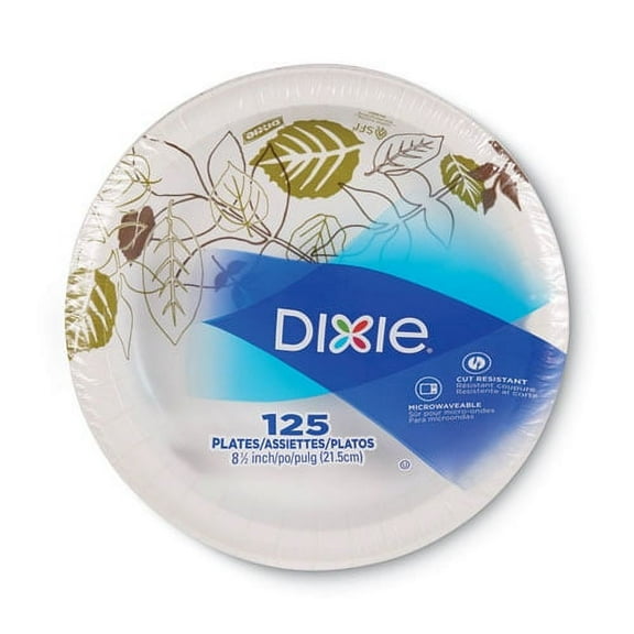 Pathways Soak-Proof Shield Mediumweight Paper Plates, Wisesize, 8.5" Dia, Green/burgundy, 125/pack