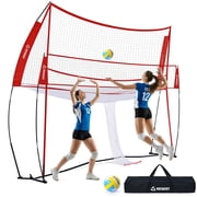 Patiassy Volleyball Training Net Station, Volleyball Rebounder Trainer for Serving, Passing, Spiking and Ball Control Drills, Portable Indoor Outdoor Practice Equipment