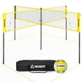 Patiassy 16FT 4 Square Volleyball Game Set with Adjustable Height, 4Way Volleyball/Badminton