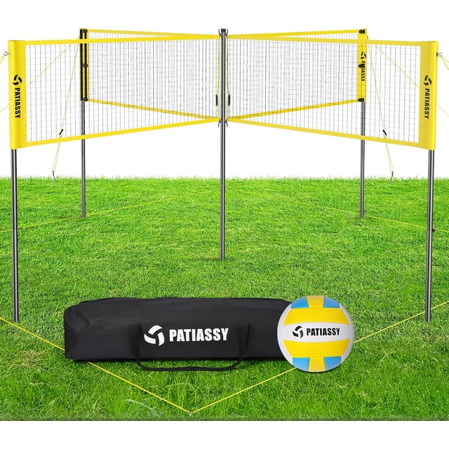 Patiassy 16FT 4 Square Volleyball Game Set with Adjustable Height, 4