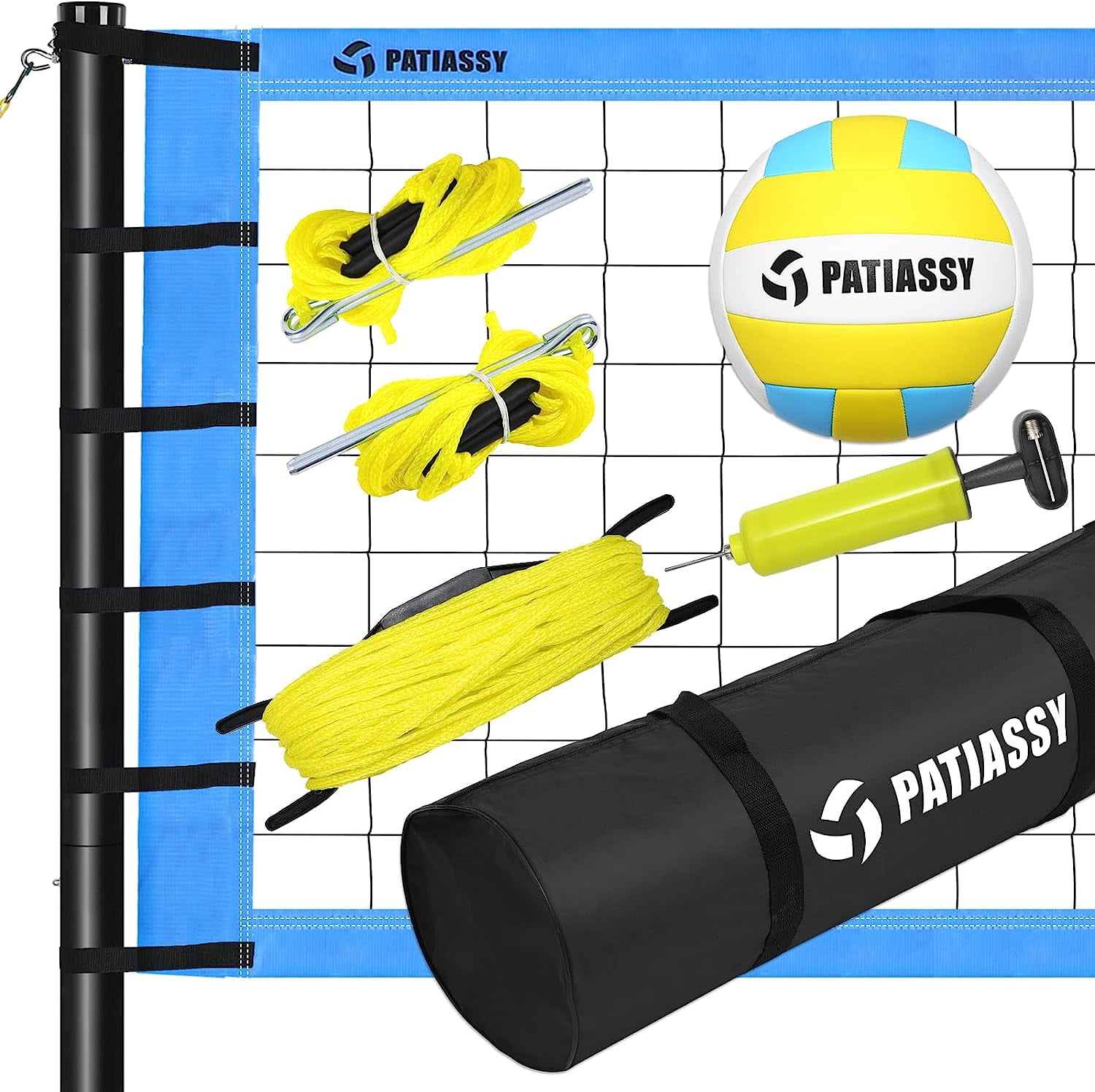 Patiassy 32FT Outdoor Volleyball Net Set System with Adjustable Height