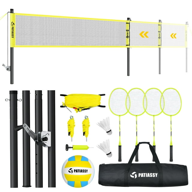 Patiassy 32ft, 26ft and 20ft Width and Height Adjustable Volleyball and