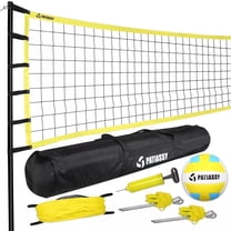 Portable Outdoor Volleyball Net Set - Regulation Size, Adjustable Height Poles, Includes PU Ball, Pump, Bag & Lines, Easy Setup