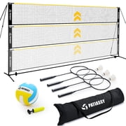 Patiassy Volleyball & Badminton Set for Family   17FT Portable Adjustable Net System with Rackets & Shuttlecocks, Easy Setup Outdoor Game for Yard, Beach & Park