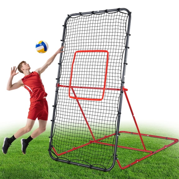Patiassy 7x4 FT Volleyball Rebounder Net, Adjustable Angle Bounce Back Trainer for Solo Practice, Foldable Volleyball Training Equipment for Spiking, Passing, Serving & Bumping