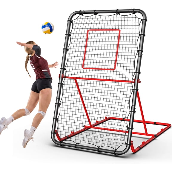 Patiassy 7x4 FT Volleyball Rebounder Net, Adjustable Angle Bounce Back Trainer for Solo Practice, Foldable Volleyball Training Equipment for Spiking, Passing, Serving & Bumping